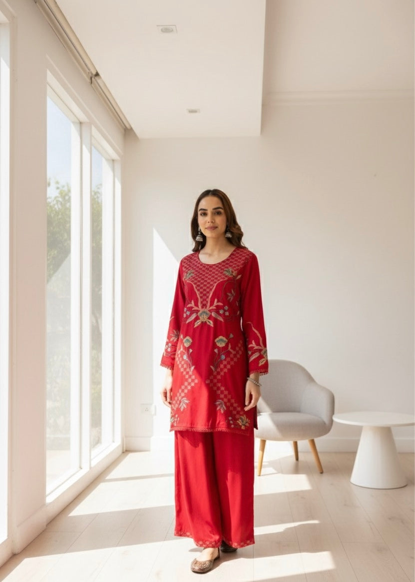 Bosque|2-Piece Co-Ord Set with Embroidery