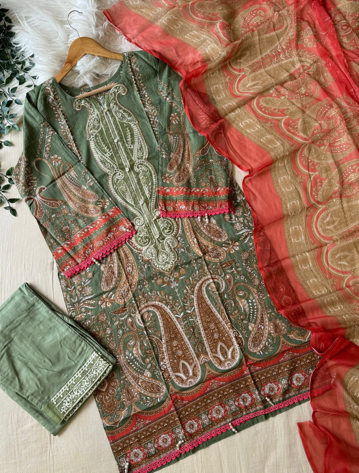 Adan’s Libas Stitched Lawn Suit – Women’s Cotton Ready-Made Set with Dupatta