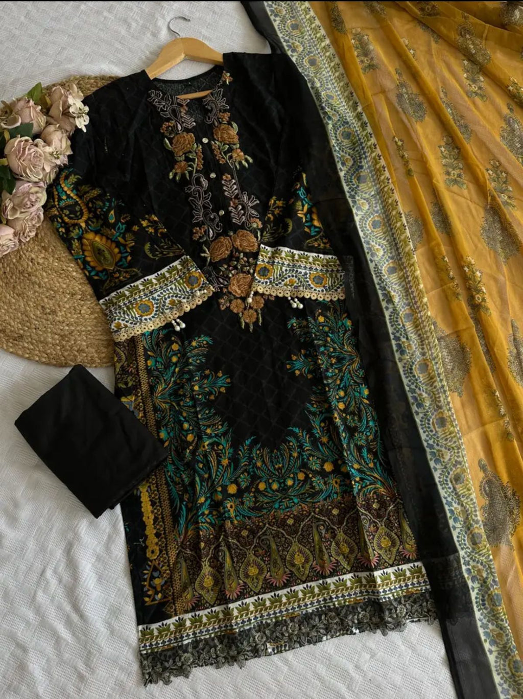 Adan’s Libas Stitched Lawn Suit – Women’s Cotton Ready-Made Set with Dupatta