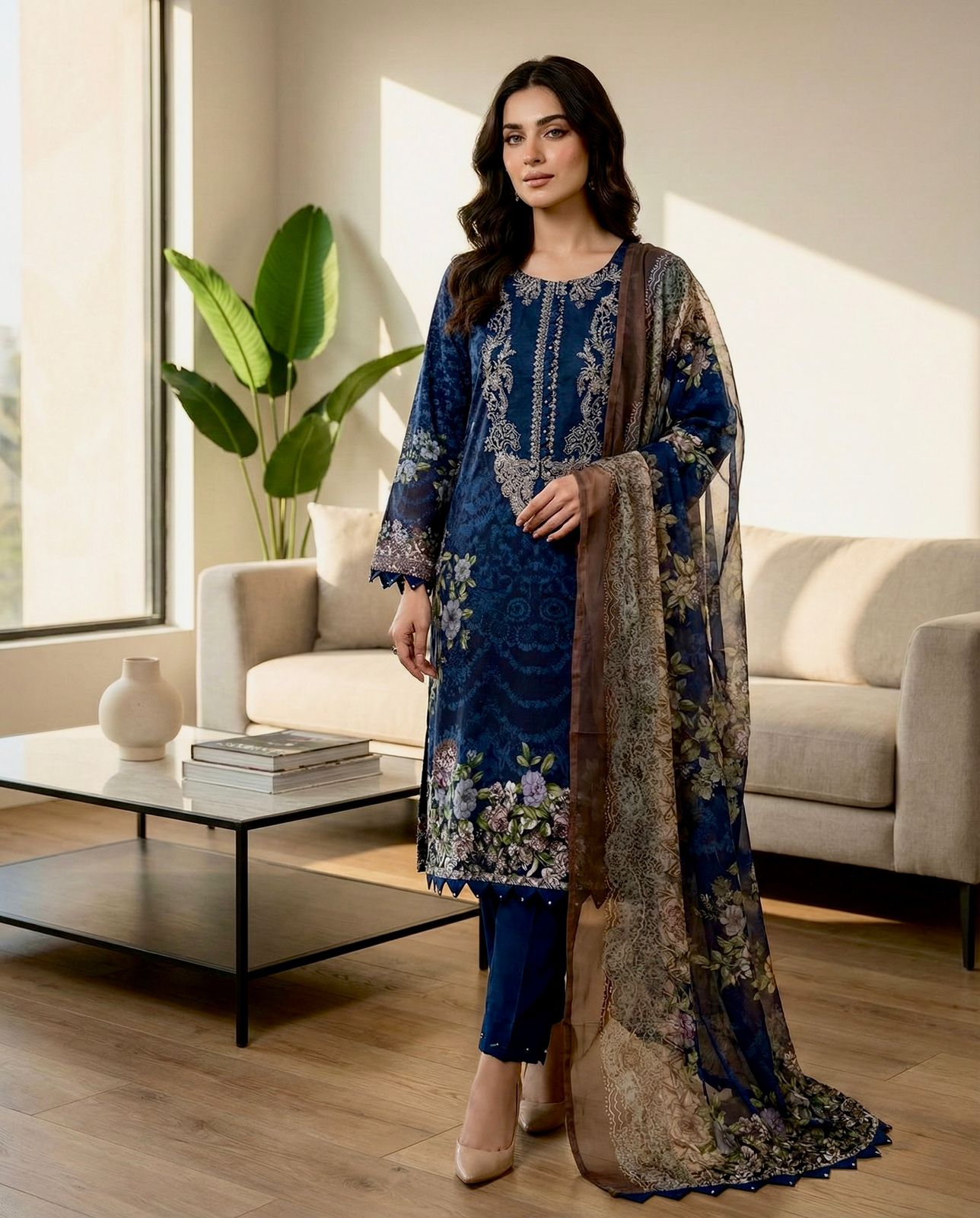 Jade Needle Wonder Stitched Cotton Suit Set – Women’s Heavy Embroidery Ready-Made Collection
