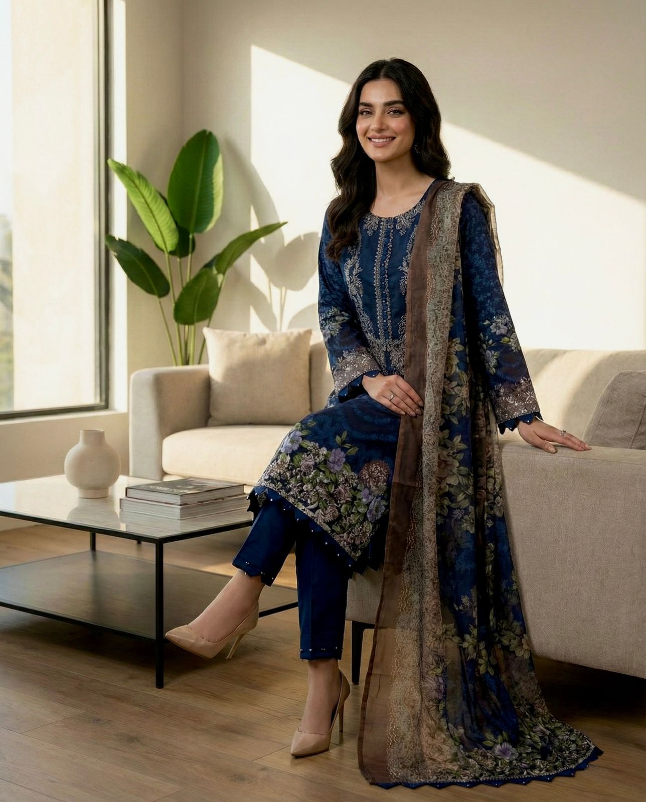 Jade Needle Wonder Stitched Cotton Suit Set – Women’s Heavy Embroidery Ready-Made Collection
