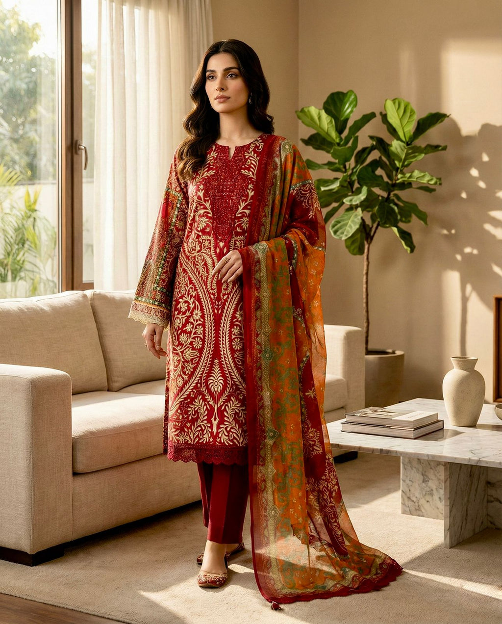 Bosque| Adan’s Libas Stitched Lawn Suit – Women’s Ready-Made Set with Dupatta