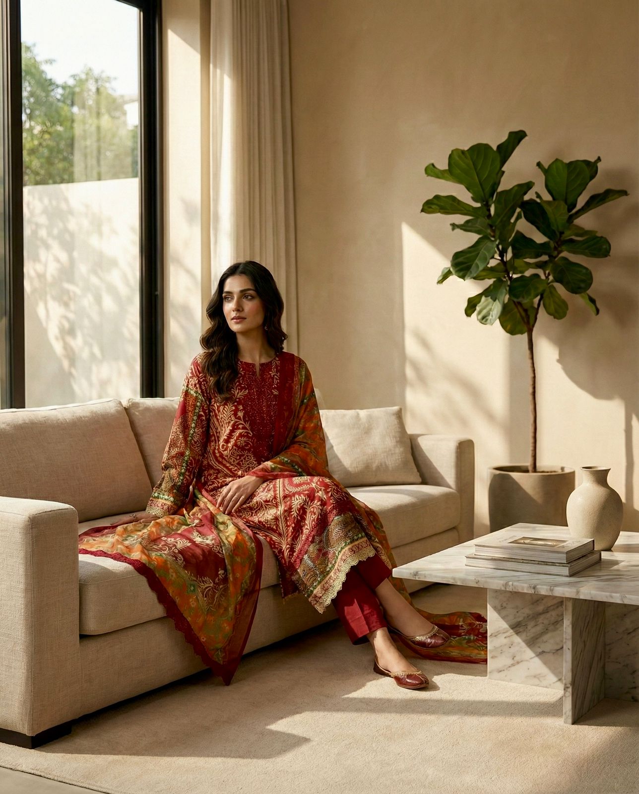 Bosque| Adan’s Libas Stitched Lawn Suit – Women’s Ready-Made Set with Dupatta