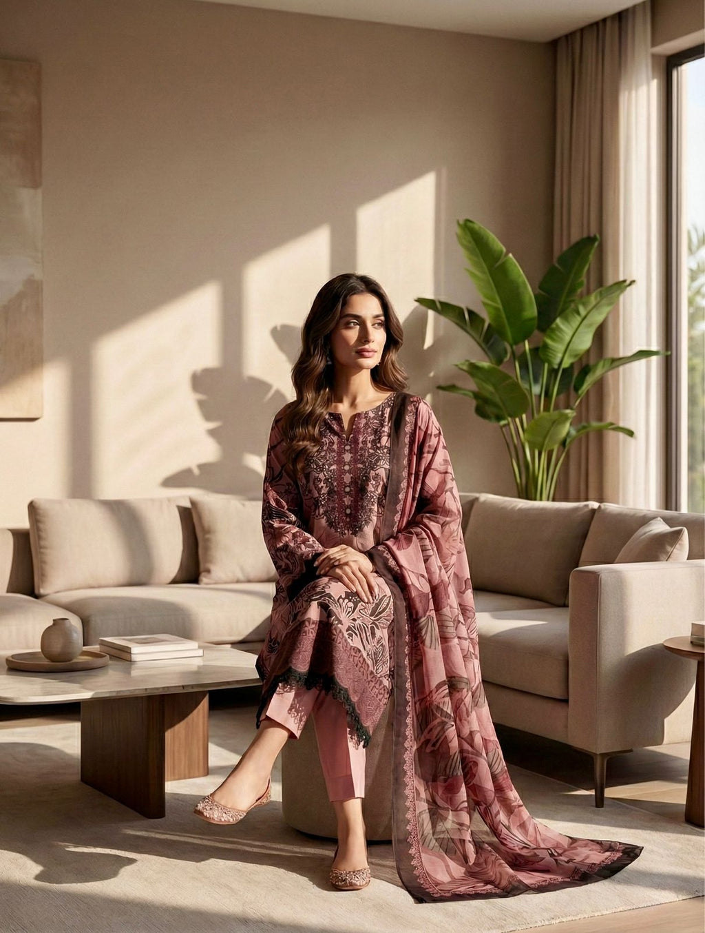 Bosque|Aghanoor Ready-Made Cotton Lawn Suit – Women’s Lace Work Collection