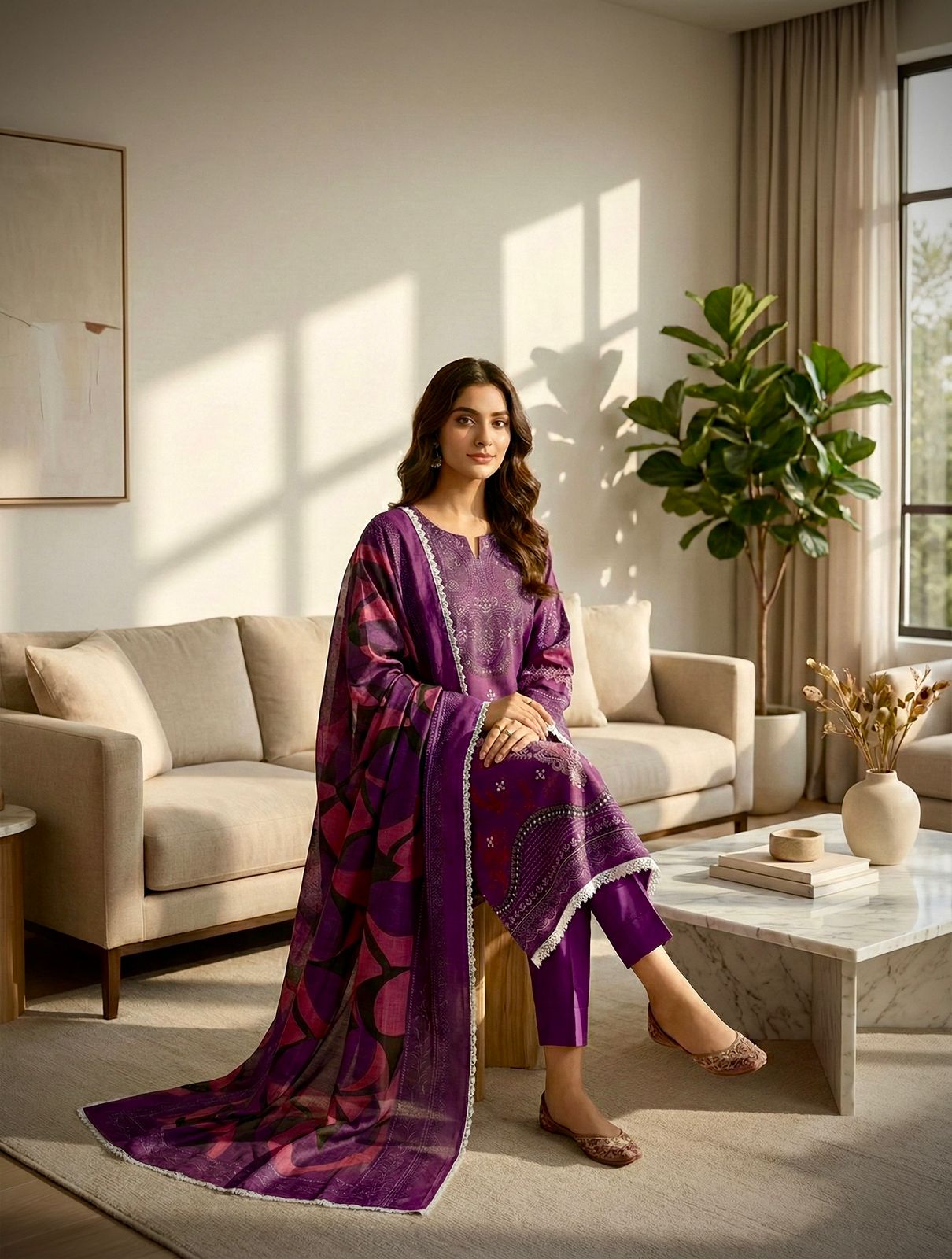 Bosque|Aghanoor Ready-Made Cotton Lawn Suit – Women’s Lace Work Collection