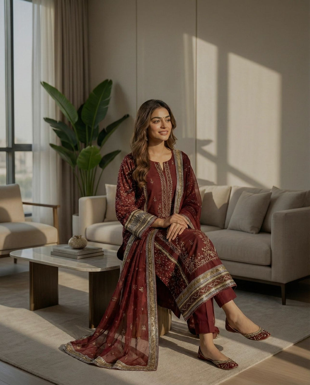 Binsaeed Stitched Cotton Suit – Women’s Heavy Embroidery Ready-Made Collection