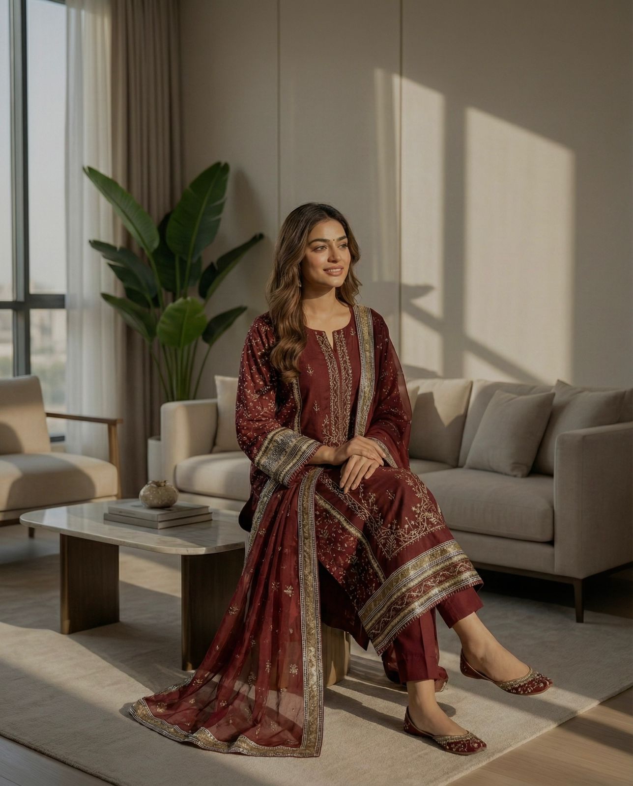 Binsaeed Stitched Cotton Suit – Women’s Heavy Embroidery Ready-Made Collection