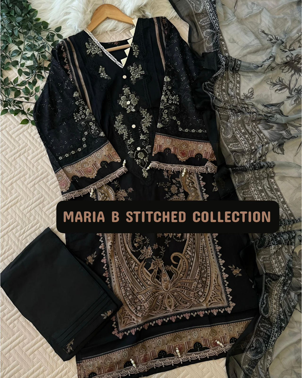 Bosque| Stitched Lawn Suit, Black – Women’s Cotton Embroidered Ready-Made Collection