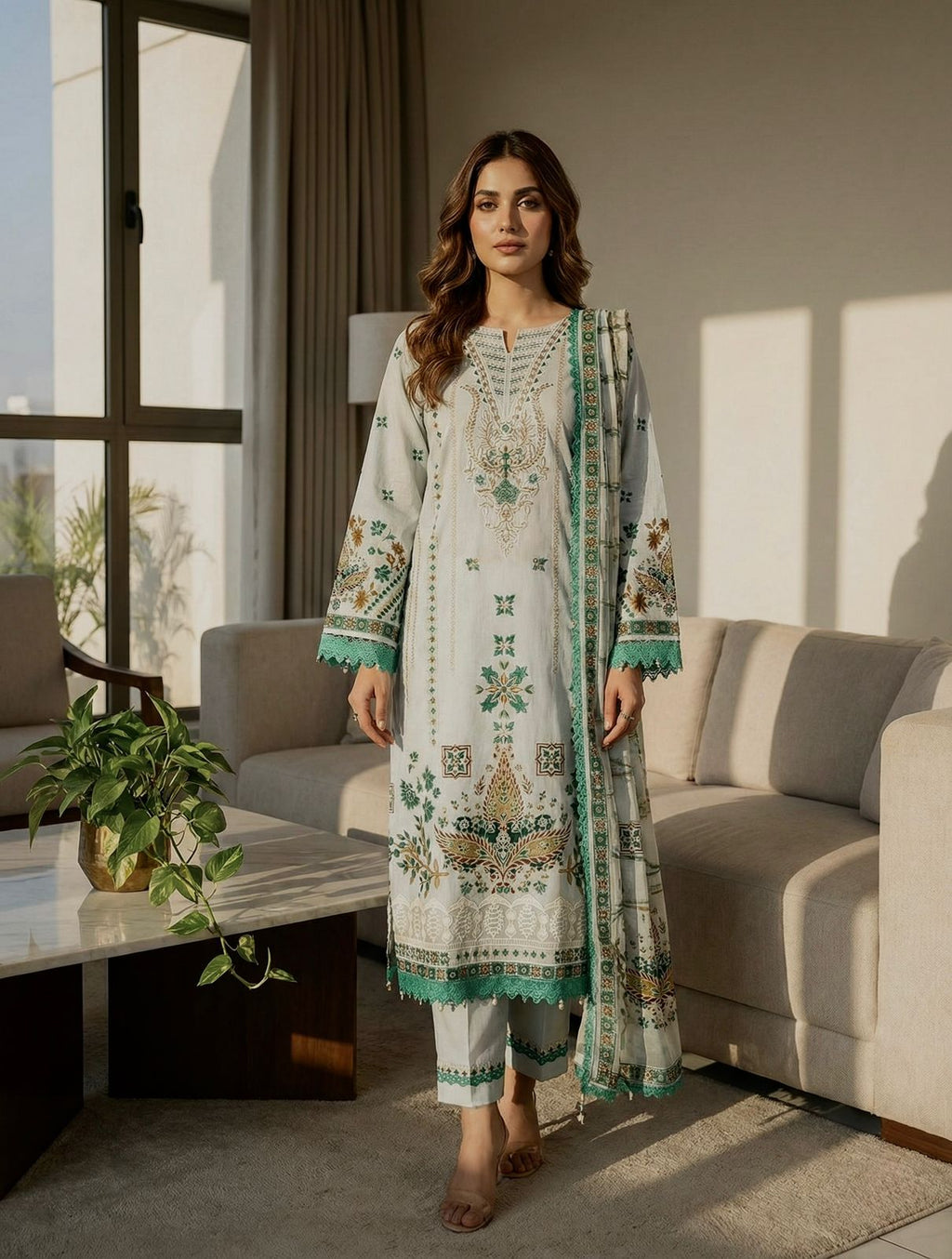 Bosque|Agha Noor Stitched Lawn Suit – Women’s Cotton Embroidered Ready-Made Collection