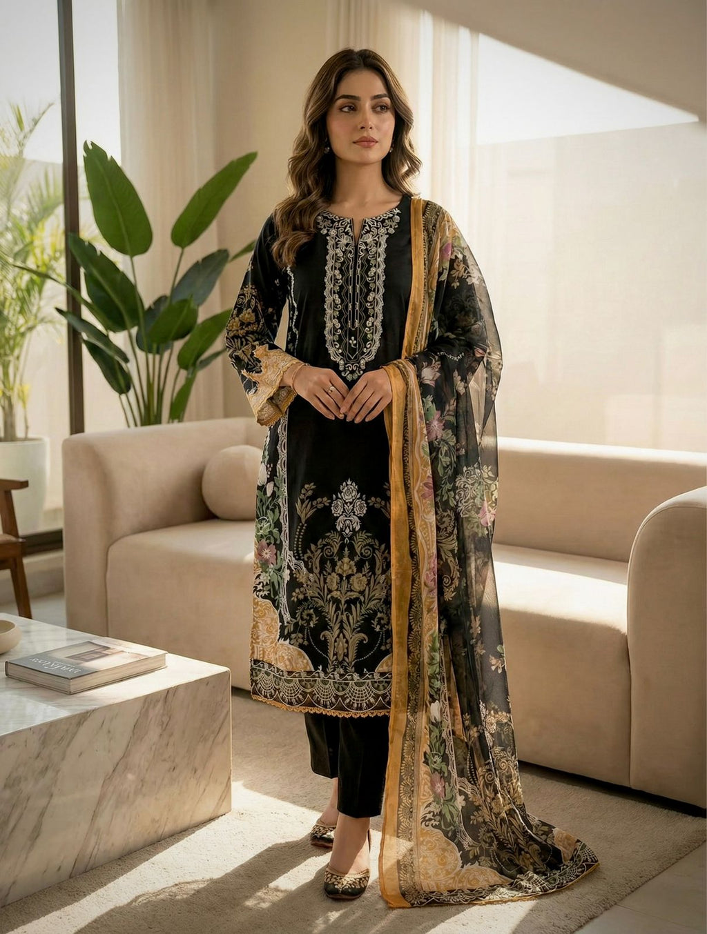 BOSQUE-Urban Stitched Lawn Suit for Women – Premium Ready-Made Cotton Embroidered Dress with Dupatta