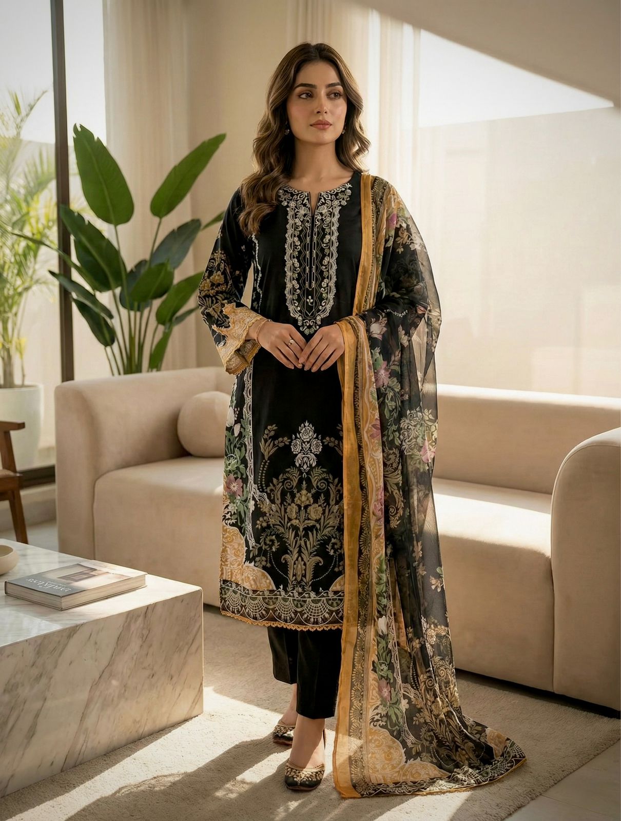 BOSQUE-Urban Stitched Lawn Suit for Women – Premium Ready-Made Cotton Embroidered Dress with Dupatta