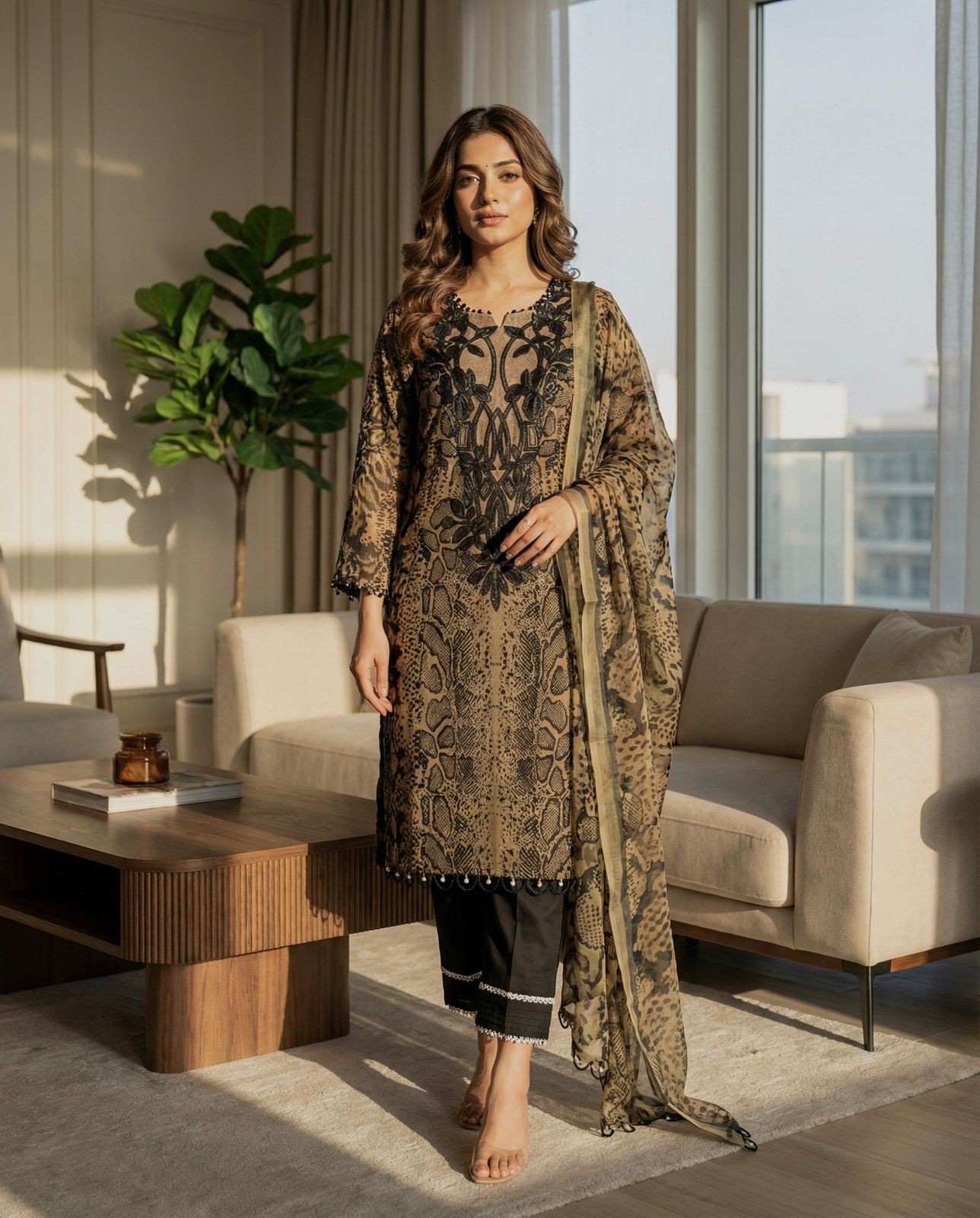 BOSQUE-Adan’s Libas New Stitched Lawn Suit – Premium Ready-Made 3-Piece Set